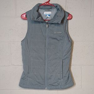 COLUMBIA Gray Full Zip Front Sleeveless Puffer Quilted Vest Coat Size Small